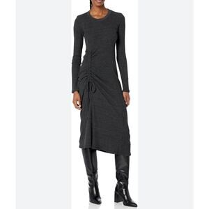 Michael Stars Ilia Ruched Tie Thermal Dress Charcoal Womens Small NWT USA